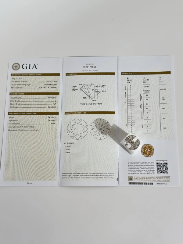 Earrings without a brand ROUND DIAMOND 1.00 CT G/VS1 RING (GIA) NN1.00 G/VS1 4