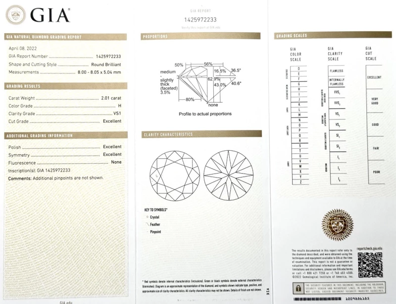 No name ROUND DIAMOND STUD 2.01 - 2.01 CT H/VS1 (GIA) 2.01 - 2.01 CT H/VS1 3