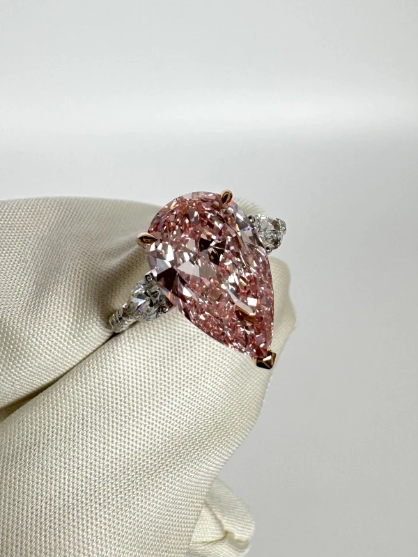 СЕРЬГИ NO NAME PEAR DIAMOND 4.13 CT FANCY INTENSE PINK/VVS1 223175 4.13 ct fip/vvs1 3