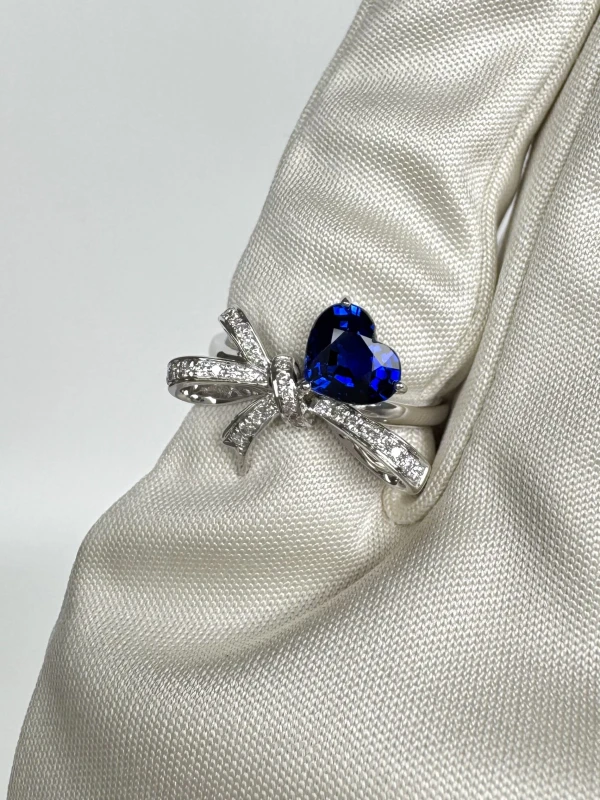 No name HEART SAPPHIRE 1.13 CT ROYAL BLUE RING (SIZE 52) SAP1.13 CT 3