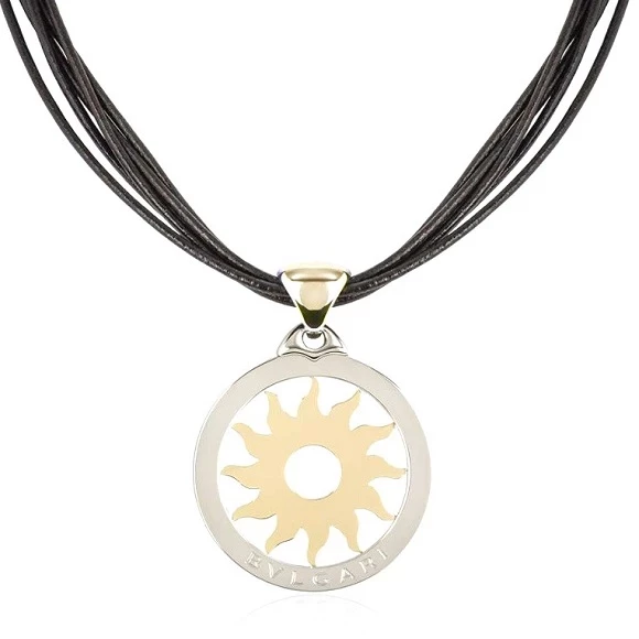 TONDO SUN NECKLACE, STEEL AND YELLOW GOLD