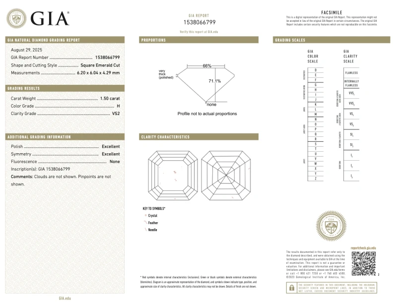 Earrings without a brand ASSCHER DIAMOND 1.50-1.50 CT H/VS2 EARRINGS (GIA) AS1.50-1.50CT H/VS2 3