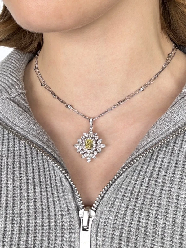 Arte Diore OVAL DIAMOND 1.14 CT FANCY YELLOW/VS1 NECKLACE NN1.14 2