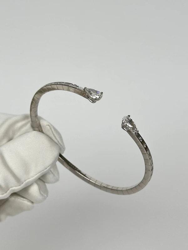Graff White Baguette And Pear Shape Diamond Duet Bangle RGB379 3