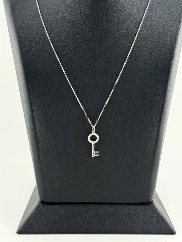 Tiffany & Co MODERN OPEN MINI DIAMOND KEY PENDANT, WHITE GOLD GRP10439 3