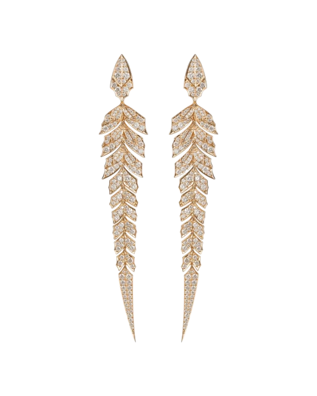 TAIL FEATHER LONG DROP EARRINGS