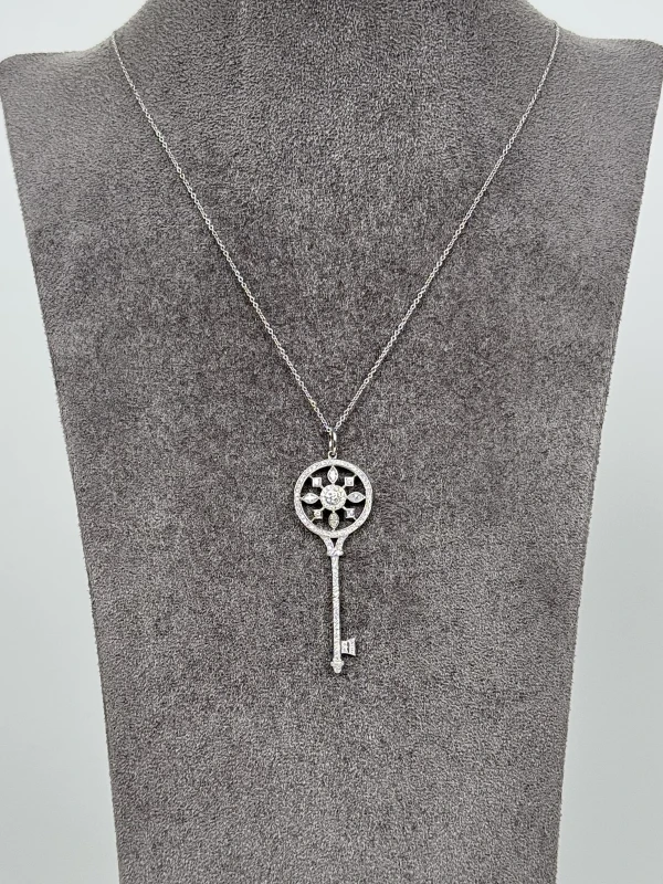 Tiffany & Co TIFFANY & CO. KALEIDOSCOPE KEY PENDANT IN PLATINUM WITH CHAIN Kaleidoscope key 020624 3