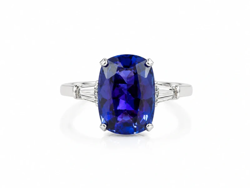 CUSHION SAPPHIRE 6.03 CT "ROYAL BLUE" RING (GRS)