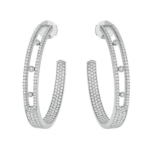 MESSIKA MOVE JOAILLERIE HOOP EARRINGS, WHITE GOLD 04710-WG