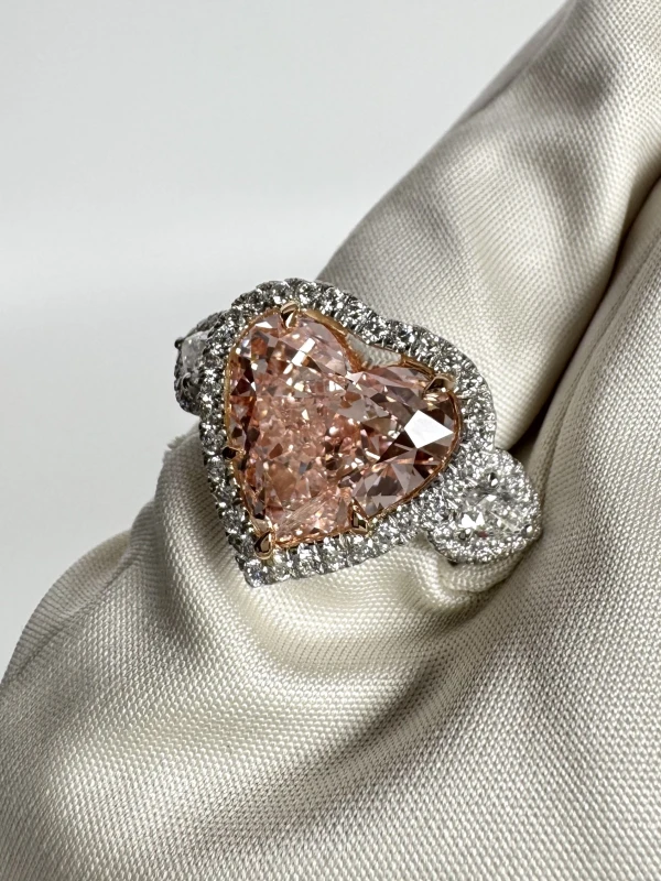 No name HEART DIAMOND 8.36 CT FANCY INTENCE PINK/VVS2 RING (SIZE 52) GIA 523485 4