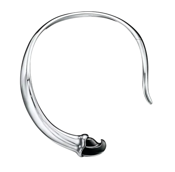Elsa Peretti Claw Necklace in Sterling Silver with Black Nephrite Jade