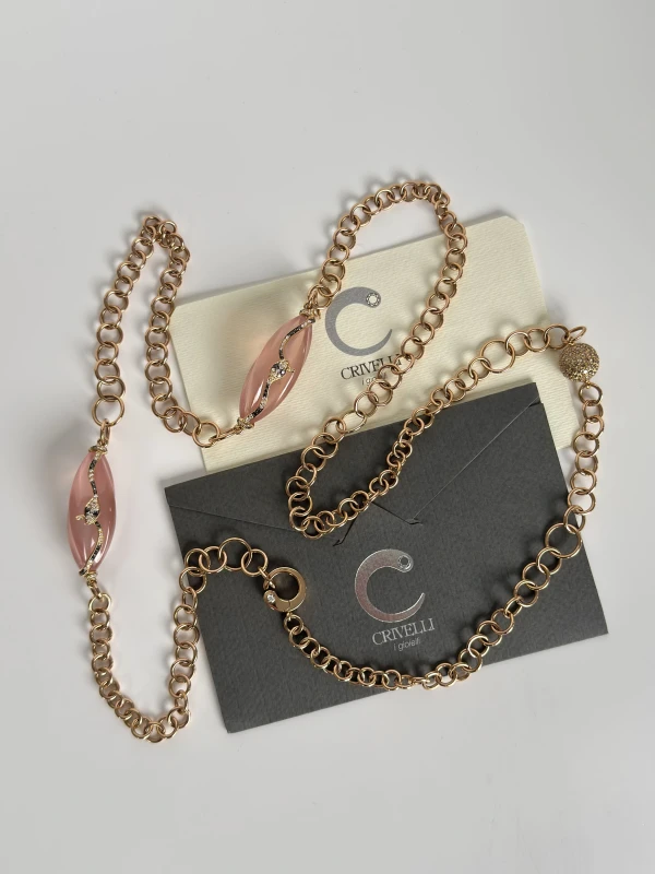 Crivelli ROSE QUARTZ & DIAMOND NECKLACE 212-L750 6