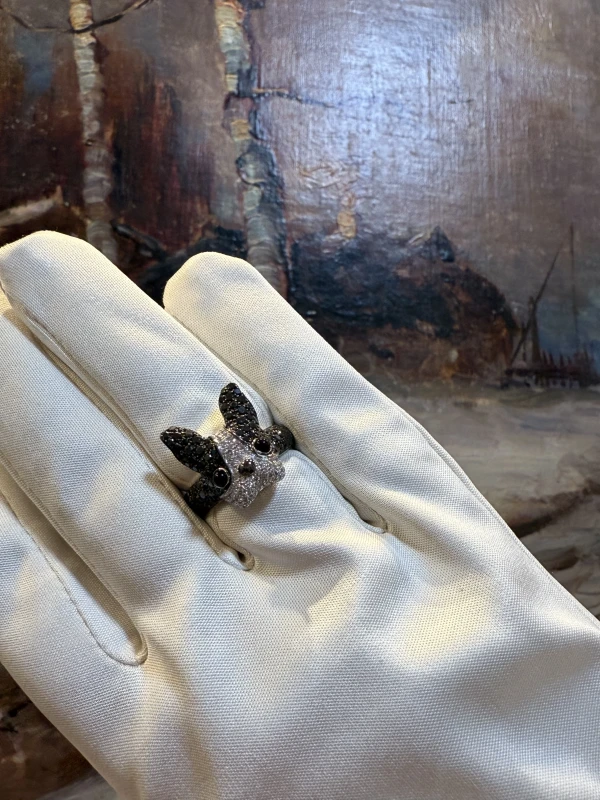 No name DIAMOND 1.79 CT FRENCH BULLDOG RING (SIZE 54) nnBD 2