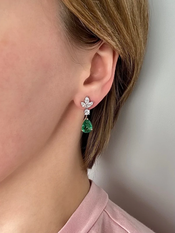 СЕРЬГИ NO NAME EMERALD PEARS 2.35-2.00 CT EARRING EM 2.35-2.00 CT 2
