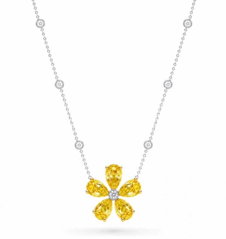 YELLOW DIAMOND FLOWER PENDANT 2.53 CT