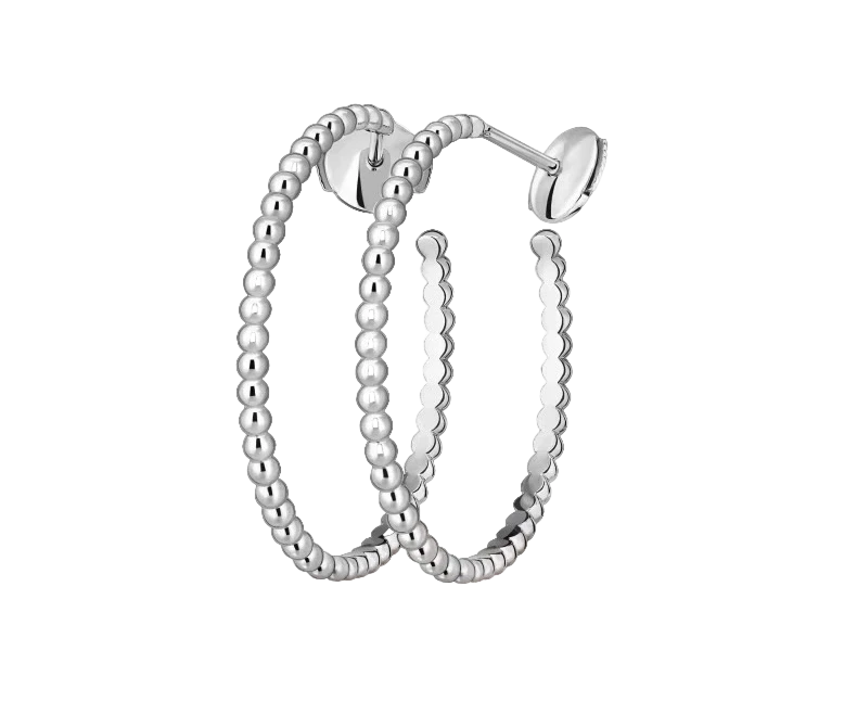 PERLEE PEARLS WHITE GOLD HOOP EARRINGS