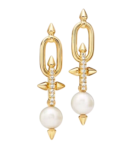 Tiffany Titan by Pharrell Williams Pearl Earrings in Yellow Gold with Diamonds
