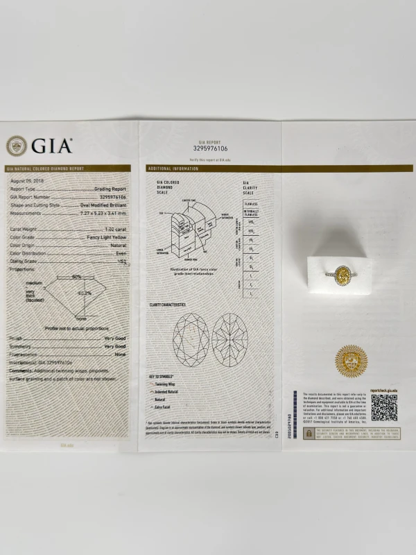 Earrings without a brand OVAL DIAMOND 1.02 CT FANCY LIGHT YELLOW/VS2 RING (GIA) NN1.02CT FLY/VS2 4
