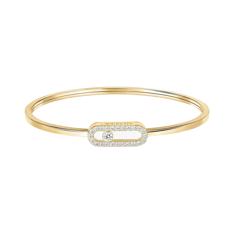 Move Uno Pavé Flex Bangle  Pink Gold Diamond Bracelet (Size M)