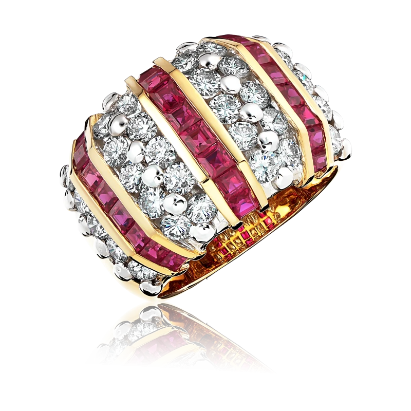 DIAMOND & RUBY RING (SIZE 54)