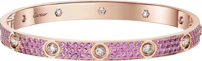 LIMITED EDITION LOVE BRACELET, ROSE SAPPHIRE PAVED IN ROSE GOLD (SIZE 17)