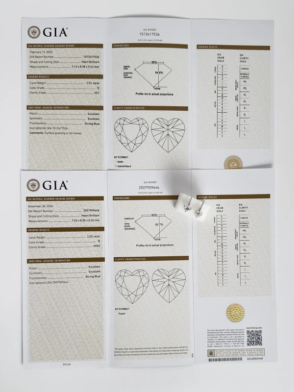 Earrings without a brand HEART DIAMOND 2.02 - 2.01 CT D/VVS2-VS1 EARRINGS (GIA) 2.02-2.01d 6