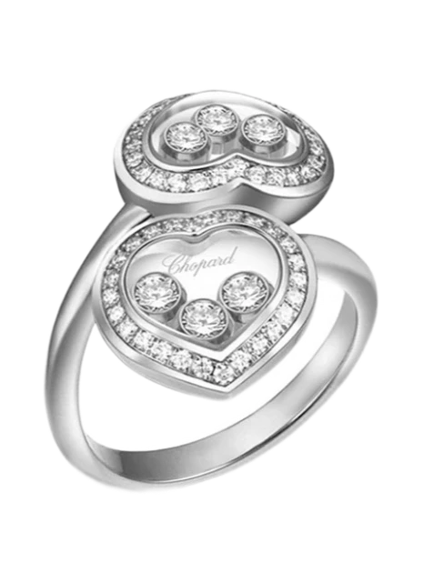 HAPPY DIAMONDS DOUBLE HEART RING (SIZE 52)