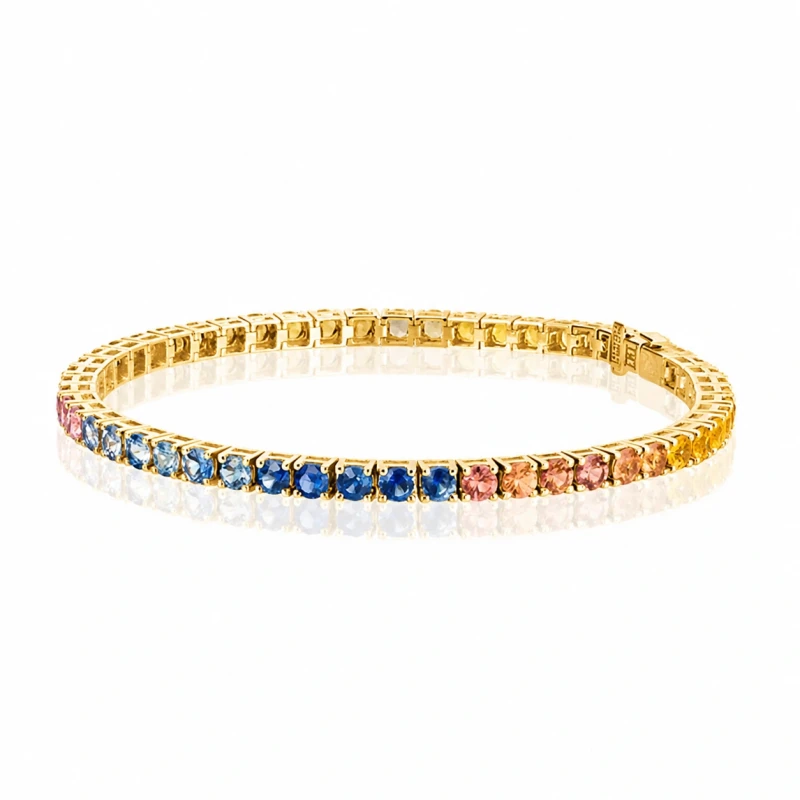MULTICOLOR SAPPHIRE 12.82 CT BRACELET (SIZE 17.5)
