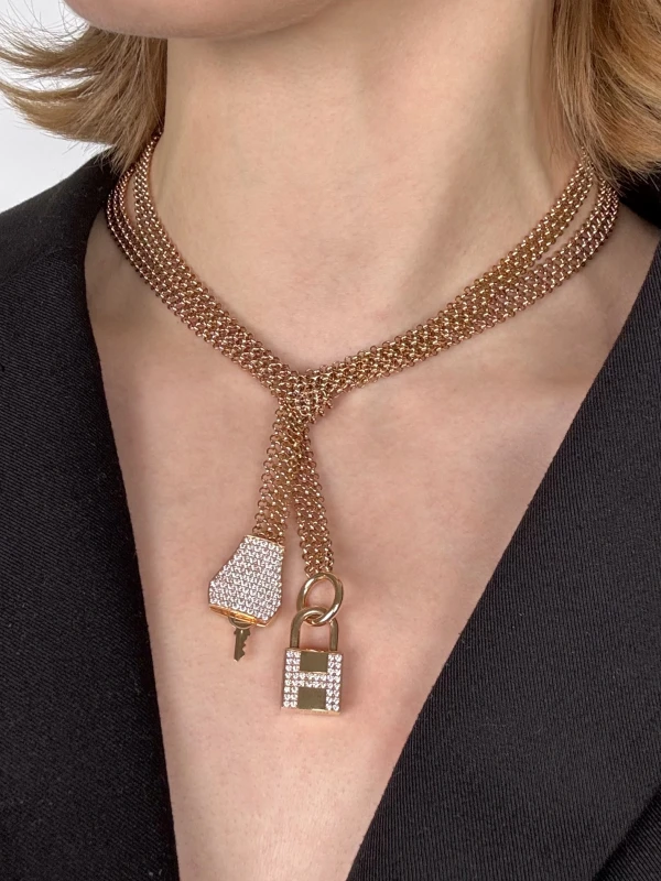 Hermès KELLY CLOCHETTE DIAMOND PAVE NECKLACE IN ROSE GOLD 220264B 00 4