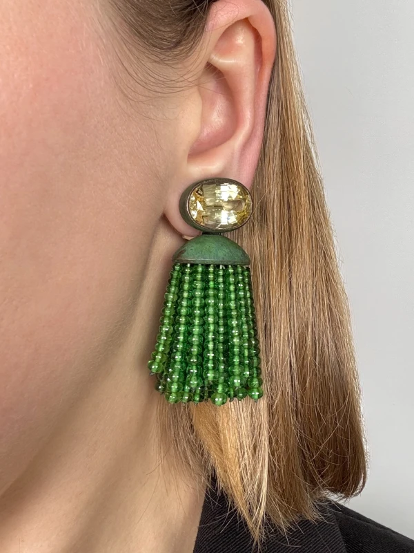 MULTI-GEM TASSEL EARRINGS HMR 4