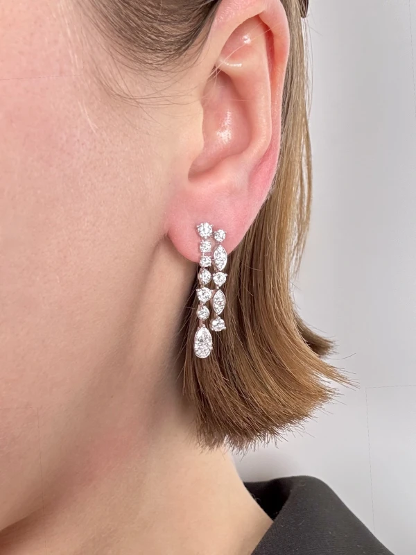 Graff White Gold Pear Shape And Round Diamond Earrings RGE2009 2