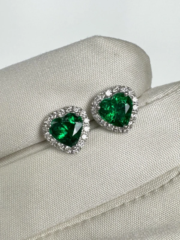DeRosa HEART EMERALD 2.53 CT "VIVID GREEN" EARRINGS (GUILD) E196109 3