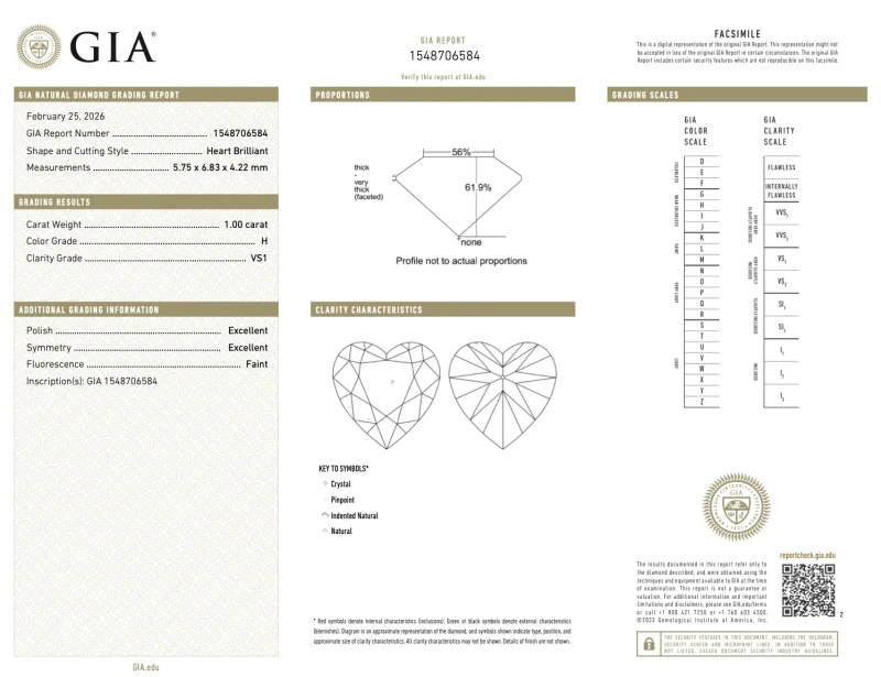 Earrings without a brand HEART DIAMOND 1.00-1.05 CT H/VS1 EARRINGS (GIA) NN1.00-1.05CT H/VS1 3