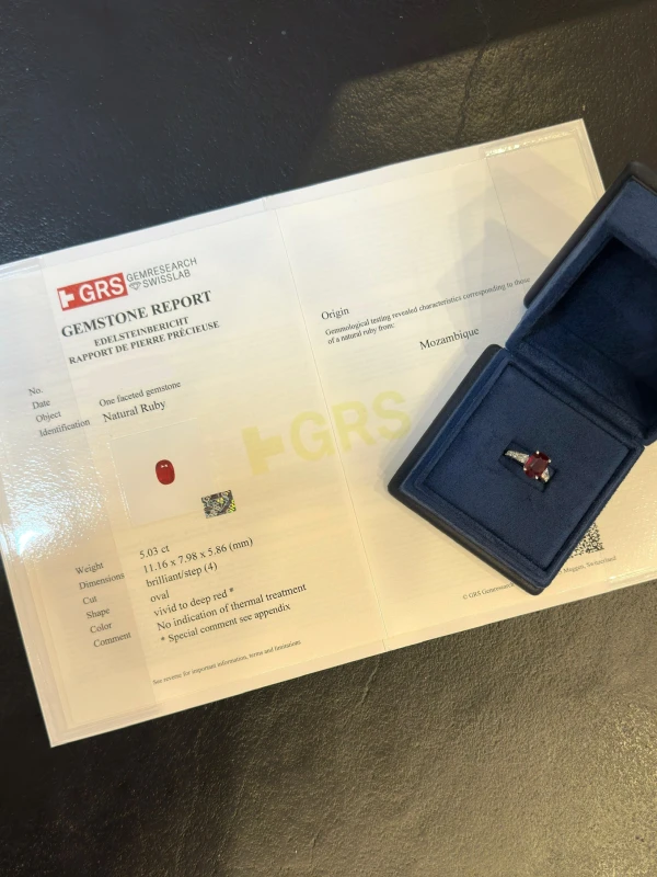 СЕРЬГИ NO NAME OVAL PIGEON BLOOD RUBY 5.03 CT RING (GRS) 5.03CT 3