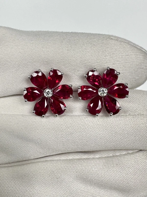 DeRosa FLOWER RUBY 5.36 CT "PIGEON BLOOD" EARRINGS E296634 3