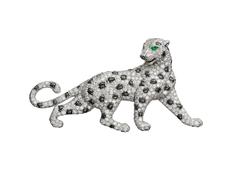 PANTHÈRE DE CARTIER BROOCH, EMERALD, PAVED