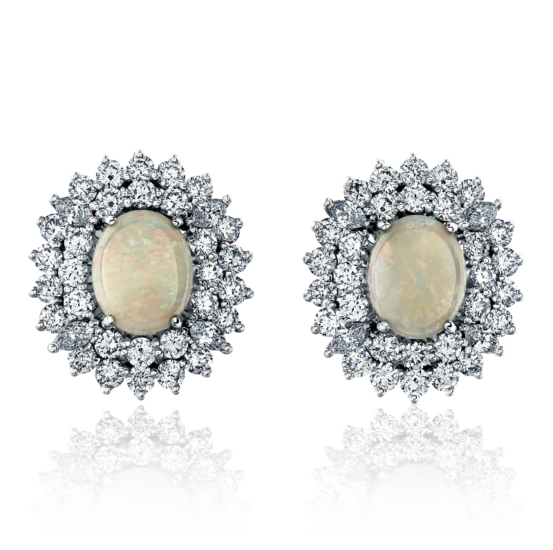 OPAL AND DIAMOND EARRINGS