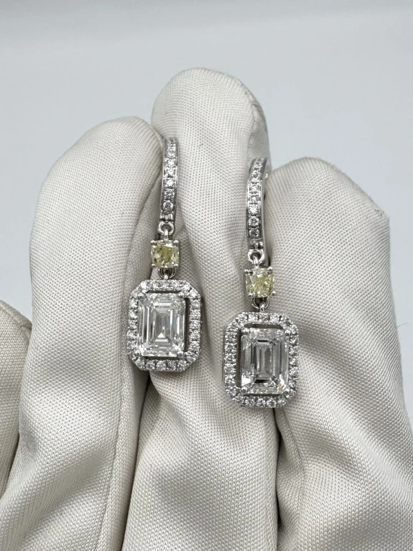 Earrings without a brand EMERALD DIAMOND 2.00 - 2.0 CT G/VVS-VS EARRINGS (GIA) NN2.00-2.00G 3