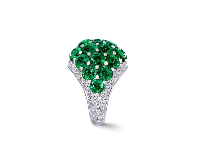 GRAFF Bombe Ring Emeralds 14.78 ct and Diamonds 1.70 ct RGR287 2