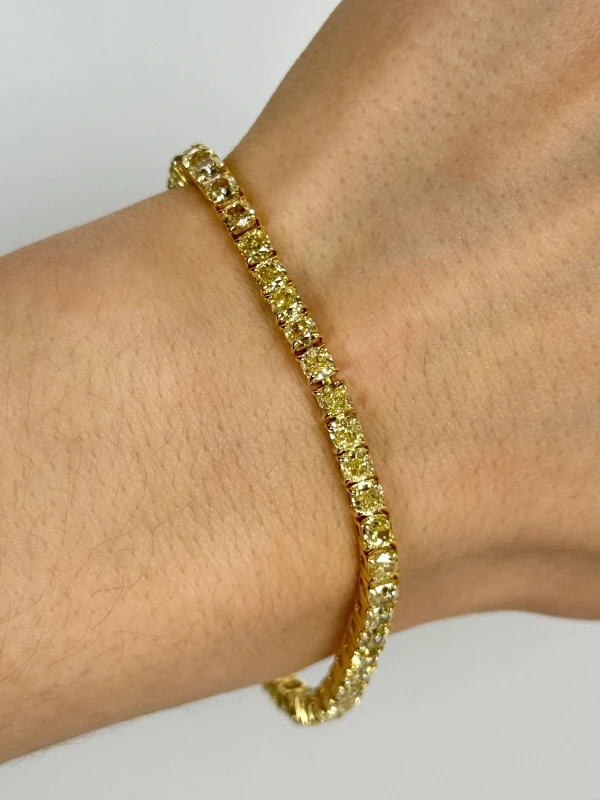 RalfDiamonds CUSHION DIAMOND 15.21 CT FANCY LIGHT YELLOW/VS BRACELET RD15.21ct FLY/VS+ 4