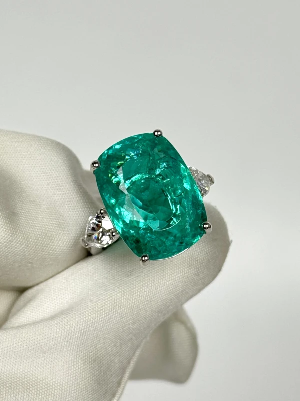 Earrings without a brand PARAIBA TOURMALINE 19.94 CT NEON RING, MOZAMBIQUE (GIA/GRS) NN19.94CT 3