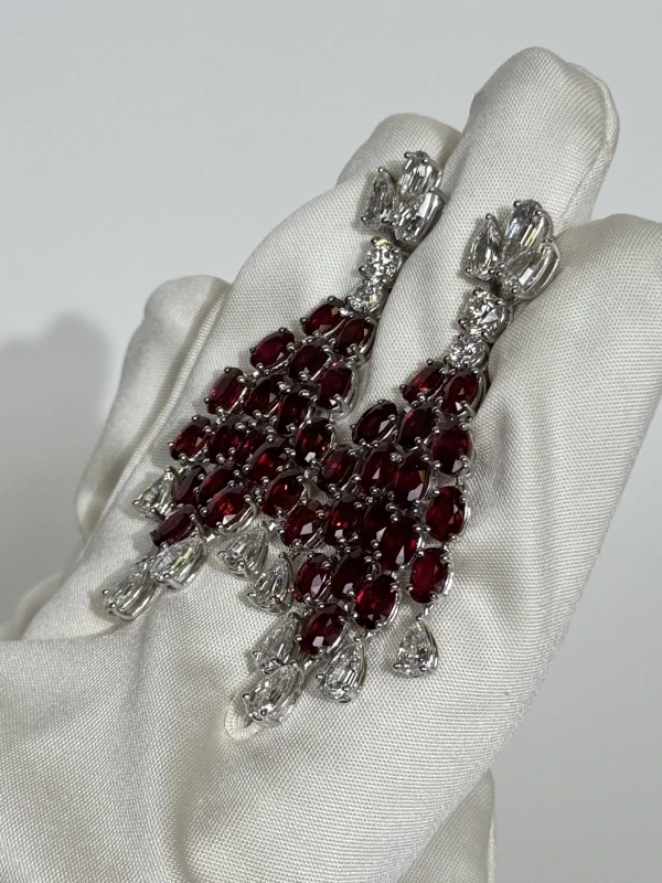 RalfDiamonds DIAMOND 7.56 CT & RUBY 21.88 CT EARRINGS RD7.56 4