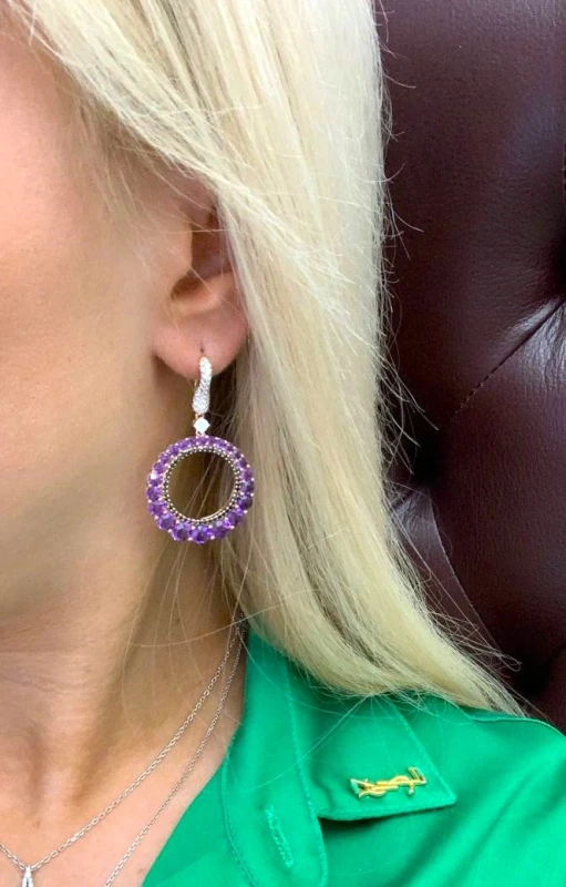 Earrings without a brand AMETHYST 7.60 CT AND DIAMOND 1.75 CT EARRINGS, ROSE GOLD NN AM 7.60 CT 3