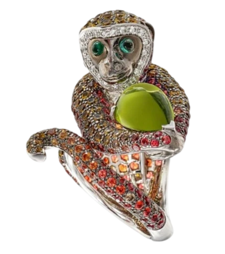 Coloured Stone and Diamond 'Bubu' Ring (SIZE 54)
