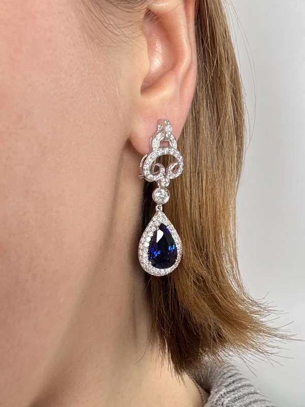 SAPPHIRE PEAR 10.60 CT BLUE EARRINGS (SRI LANKA) SAP 10.60 CT 2