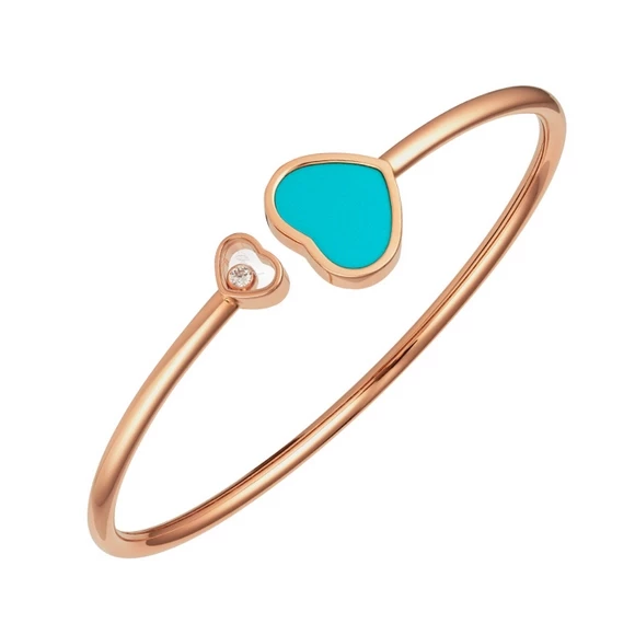 Chopard HAPPY HEARTS BANGLE, TURQUOISE, ROSE GOLD 857482-5403