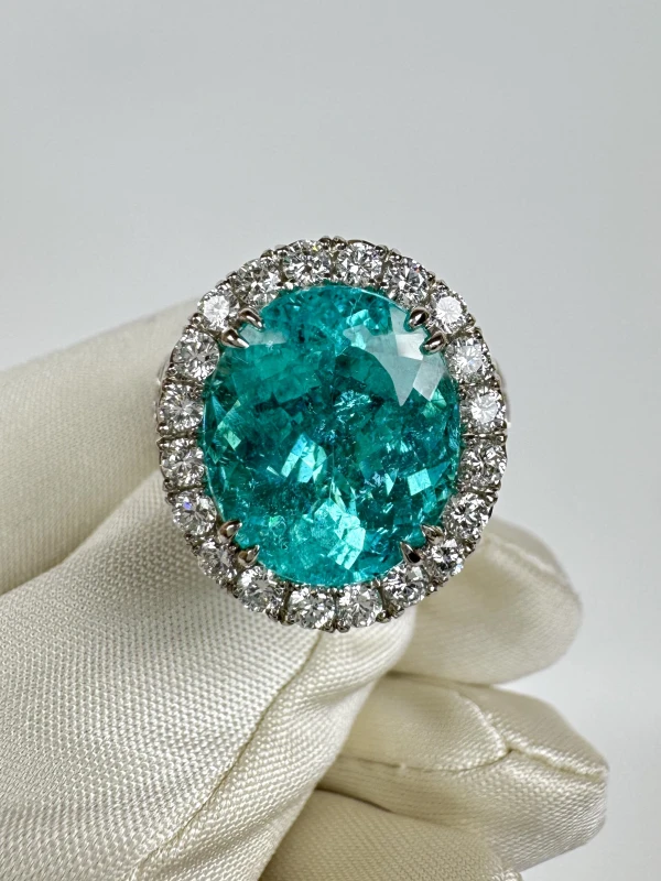 Earrings without a brand OVAL PARAIBA TOURMALINE 7.57 CT RING, MOZAMBIQUE (SIZE 56) AGL nn.P7.57ct 4