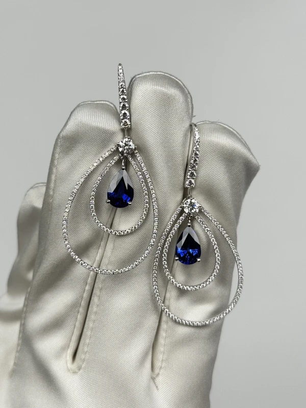 Graff DIAMOND SURROUNDS AND FRENCH WIRE SAPPHIRES EARRINGS GE 2