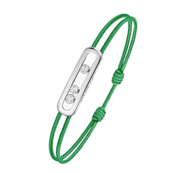 Messika CARE(S) Green Cord Bracelet White Gold Diamond Bracelet