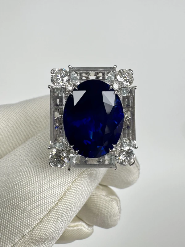 Earrings without a brand OVAL SAPPHIRE 12.79 CT "ROYAL BLUE" RING (GRS) NN12.79CT 2